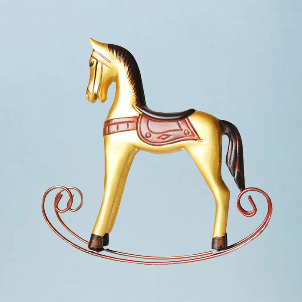

1pcs Wooden Rocking Horse Decor Carved Horse Figure For Home Wedding Table Display Nursery Gift Ornament Vintage Style