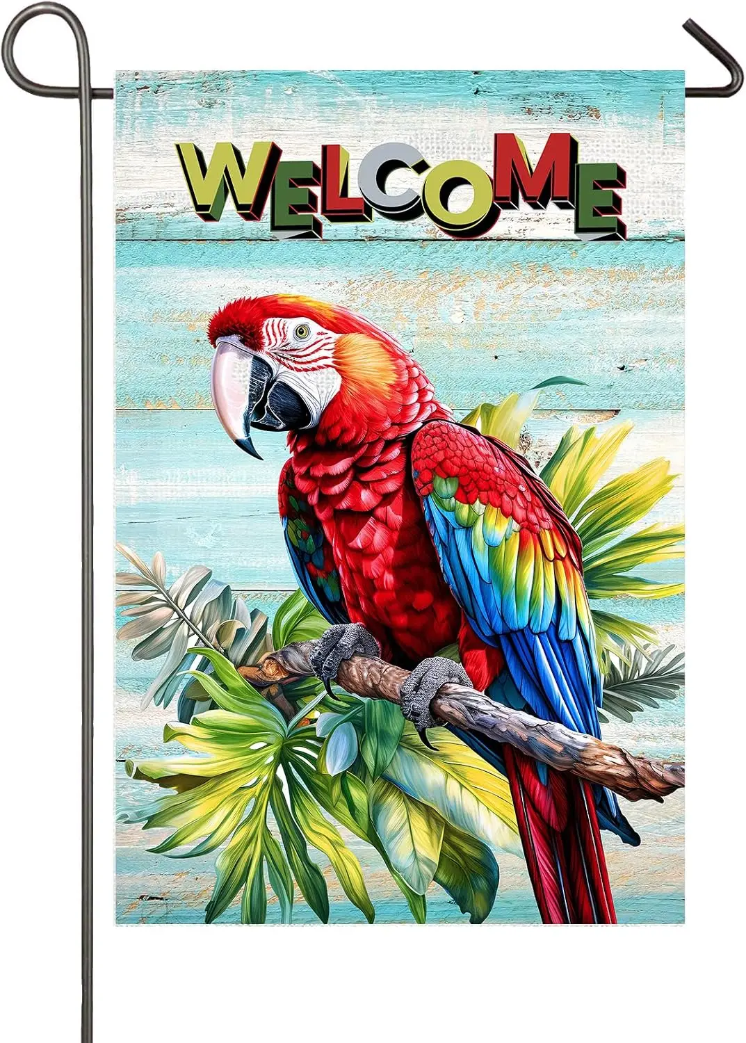 Summer Garden Flag Red Parrot Welcome Yard Flags for Outside 12x18 Inch Double Sided Tropical Plants Outdoor Decor Summer Bi uui