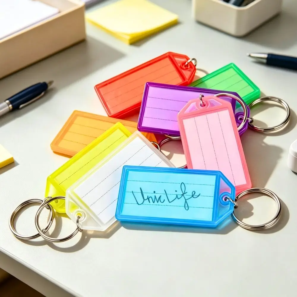 26/80pcs Plastic Flip Key Markers Random Color, Writable Identifier Tags with Metal Rings for Sorting Use YMY