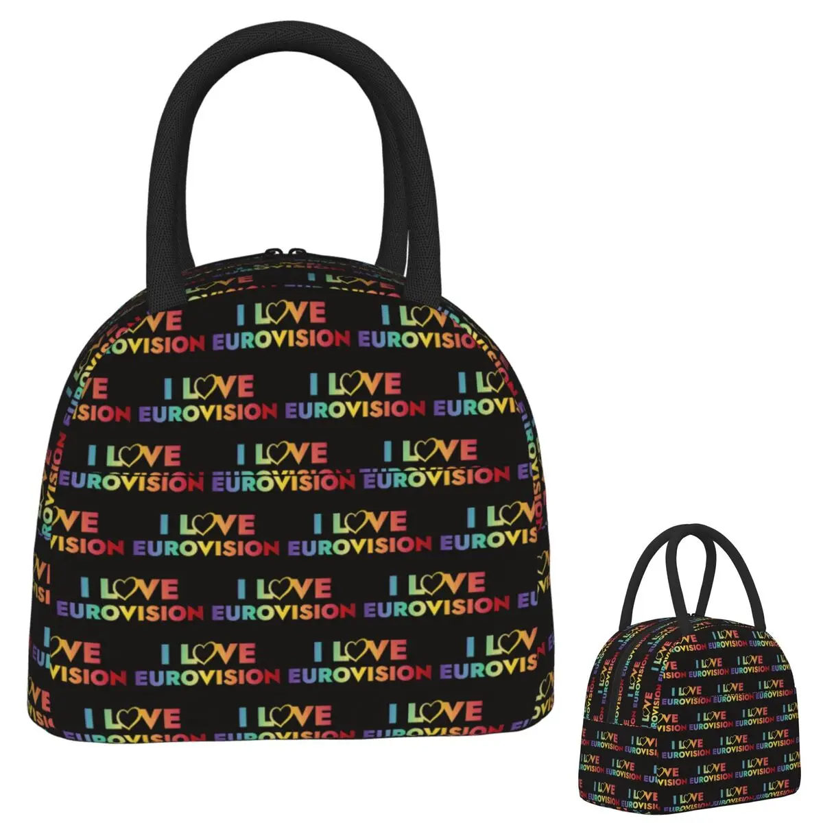 

I Love Eurovision - Rainbow Pattern Insulated Lunch Bag for Women Kids Portable Food Boxes Thermal Lunch Box Tote