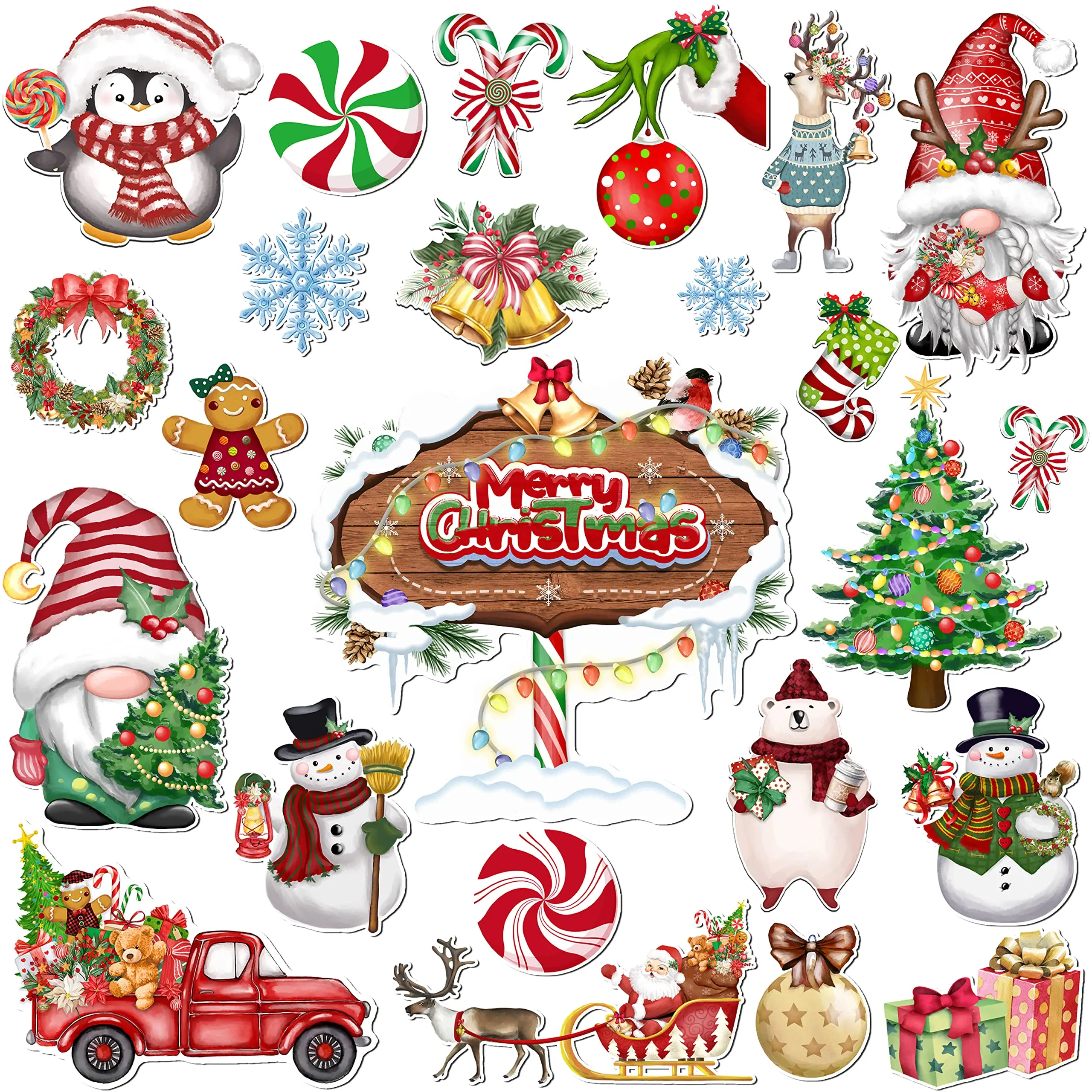 Christmas Refrigerator Car Magnets Decoration 22Pcs, Magnetic Xmas Decorative Door Stickers Decors Fridge Protector Car Decals,