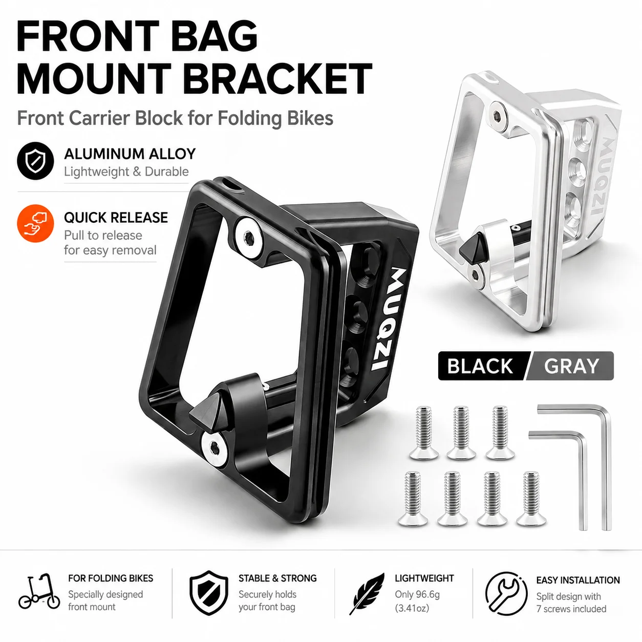 MUQZI Front Bag Mount for Folding Bike Hard Shell Carrier Block Portable Storage Bag Holder Bracket Cycling Bicycle Accessory