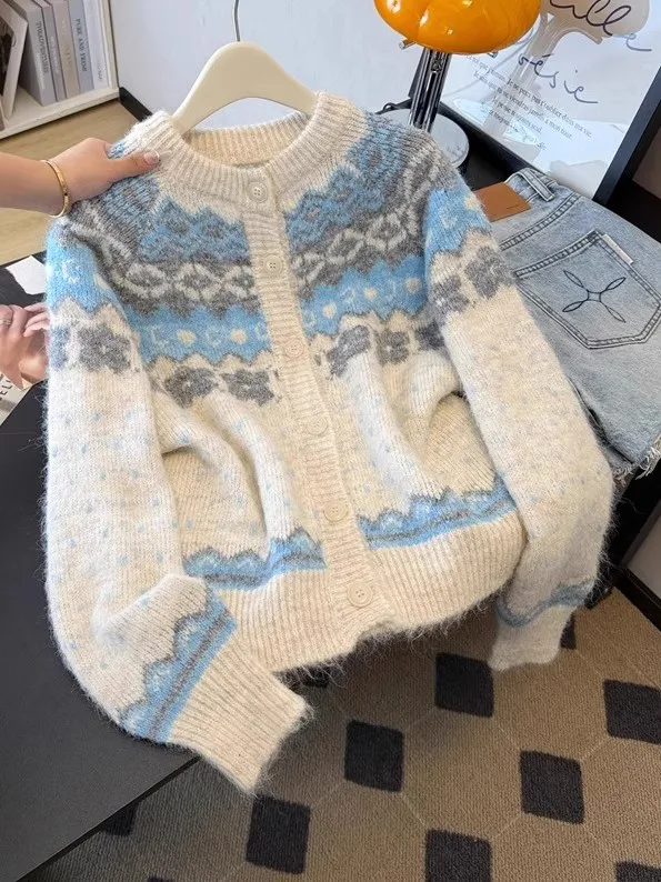 الحلو Preppy Sle المرأة سترة متماسكة سترة أوائل الخريف طالب المدرسة الثانوية Faion الدافئة طويلة Sve جولة Ne معطف