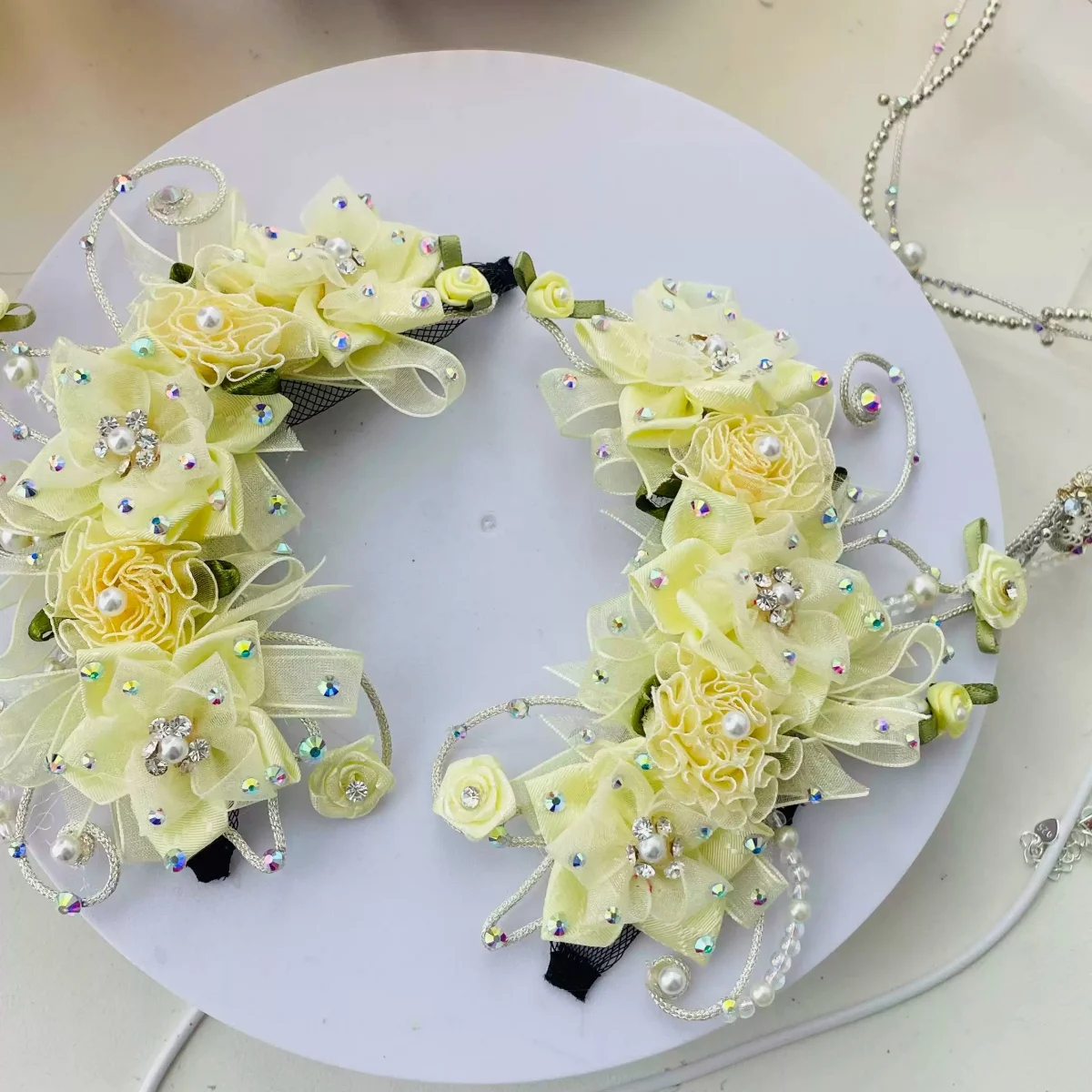 Ballet Variations Headwear Milk Yellow Side Wreath for Daughter Gebeilia Flower Wreath Unable to Close Flowers