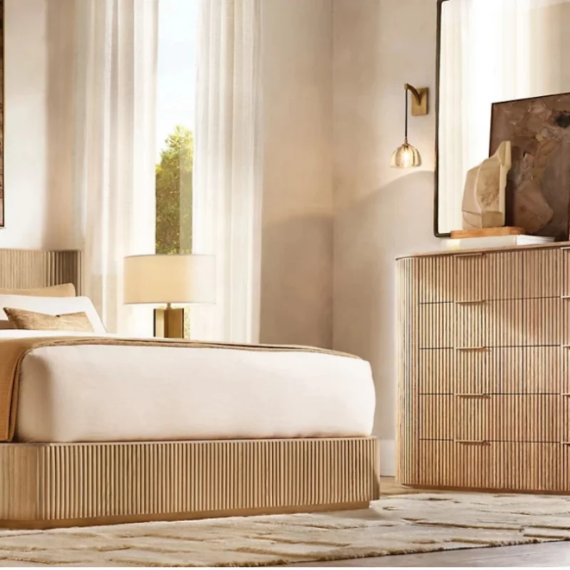 

Роскошная мебель для интерьера из массива дерева, белый дуб, каркас для спальни, 10 ящиков, комод, современный шкаф