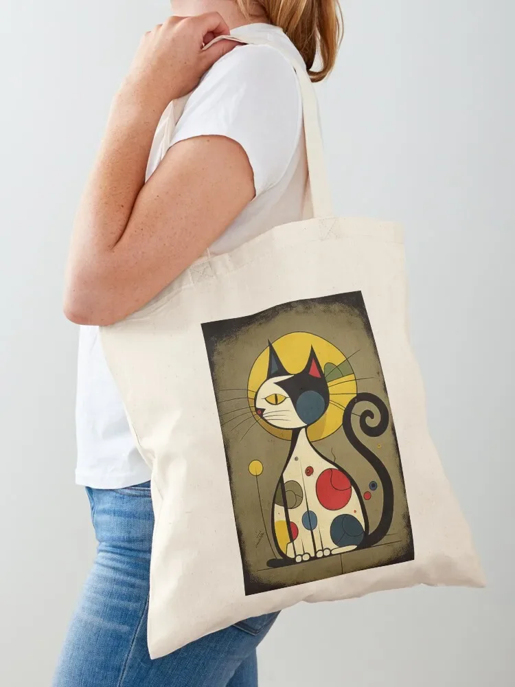 Mid Century Colorful Cat 7 Abstract Art Print Painting Wall Decor Tote Bag Women's handbag tote bag women Women's shopper
