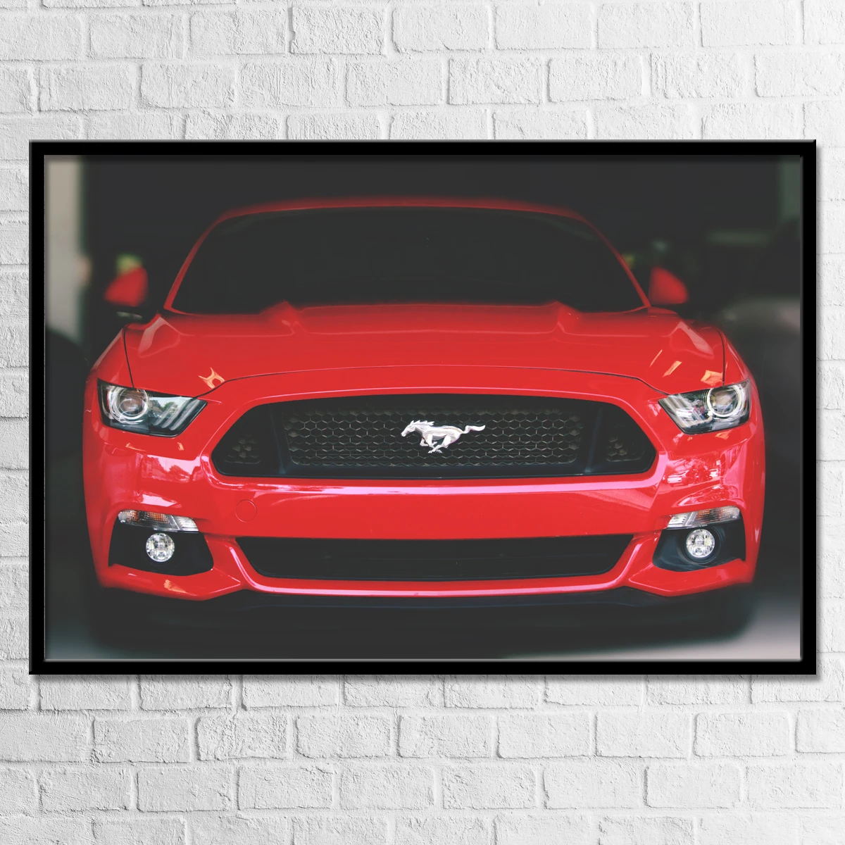 Supercar Red Mustang Front View Classic Muscle Car Poster Wall Art Picture Canvas Print Painting For Home Living Room Decor