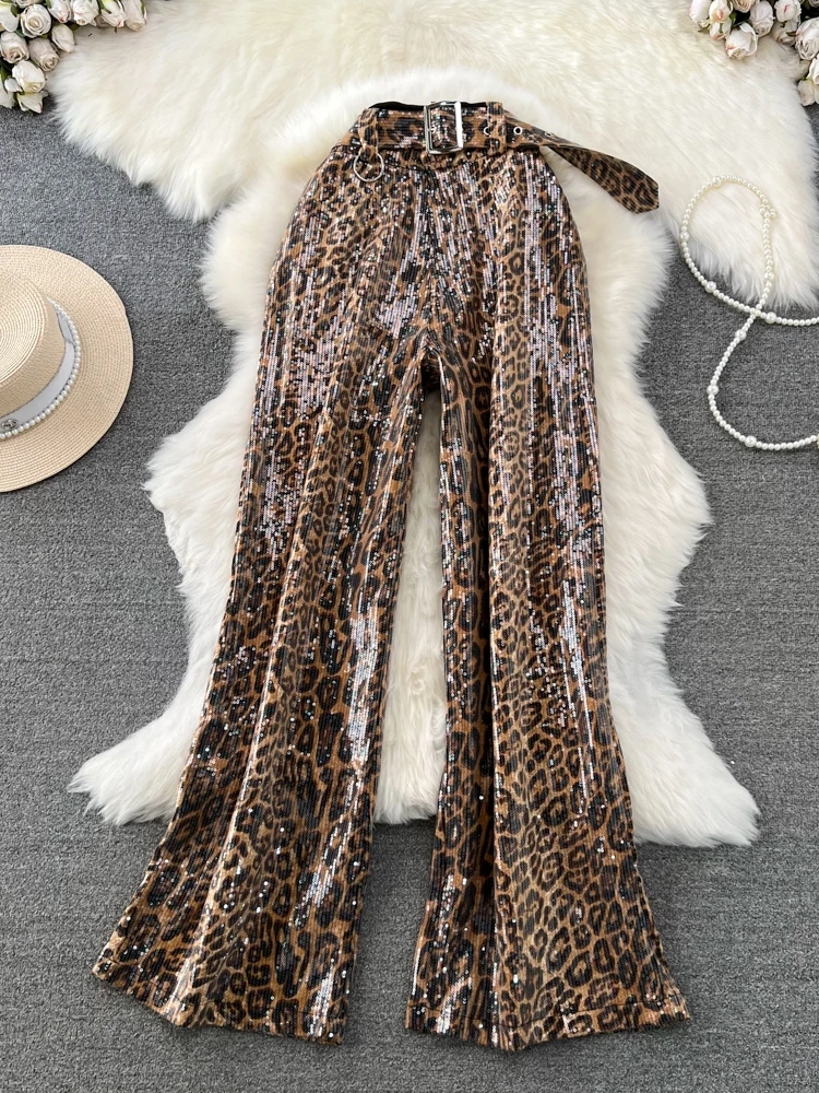 High Waist Long Bell Bot Pants Women's Casual Zebra Print Trousers Korean Sle Commute Faion plus Size Floor Length