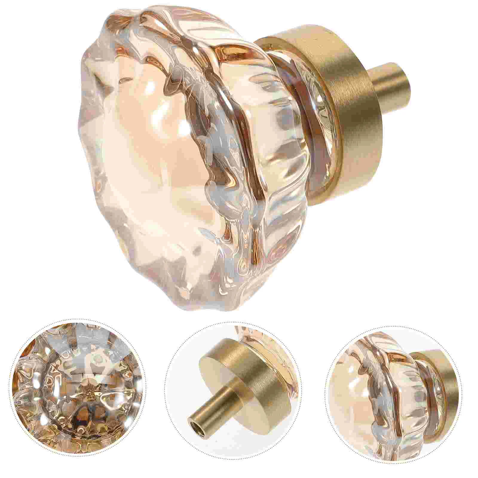 Puxadores de cômoda com alça de cristal para armários, gavetas, mesa de vaidade, alças de vidro, base de cobre