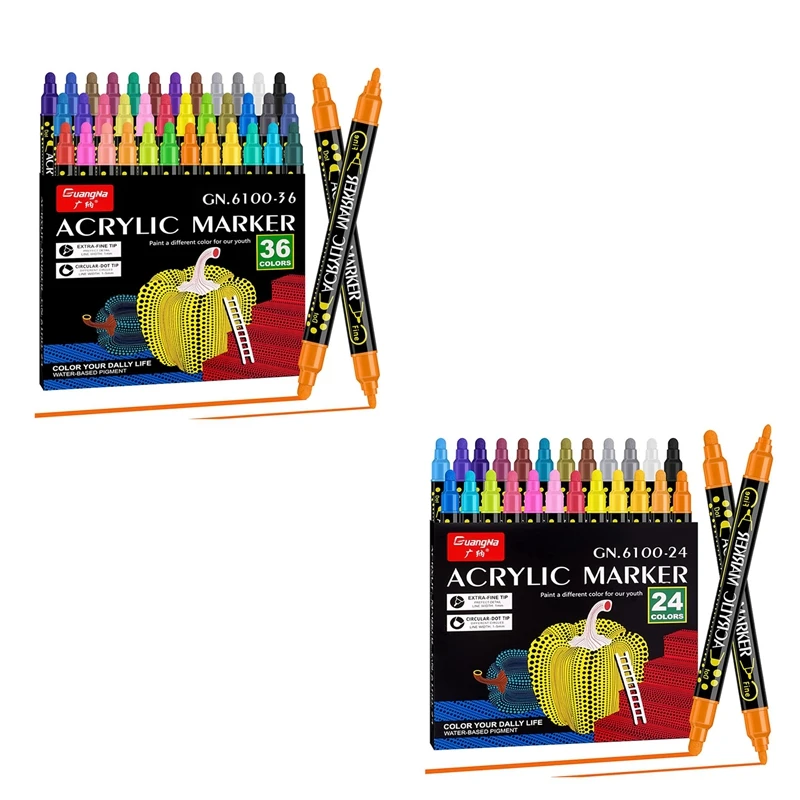 

Acrylic Paint Pens, Dual Tip Paint Markers With Extra Fine Tip And Circular Dot Tip, For Rock Painting, Mug