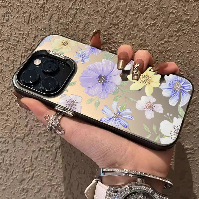 Flower Matte Laser Phone Case For Samsung Galaxy S24 S23 FE S22 S21 Ultra Plus A14 A34 A33 A54 A53 A52 A55 Lens Protect Cover