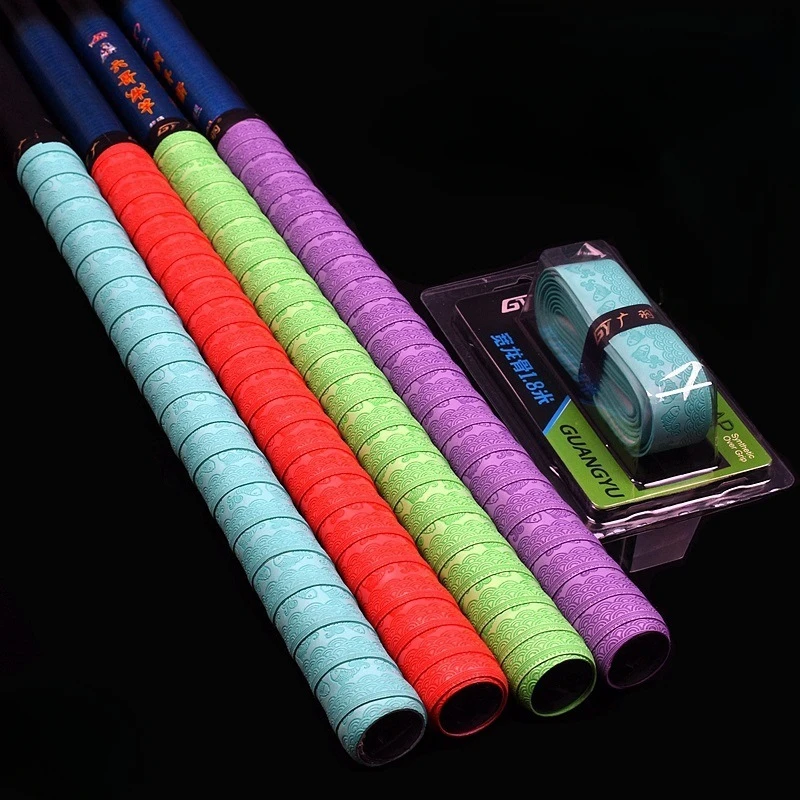 Thickened Fishing Rod Handle Tape 1.8m Lengthened Elastic Grip Sweat Absorbent Band Fish Wave Print Fishing Accessoreis