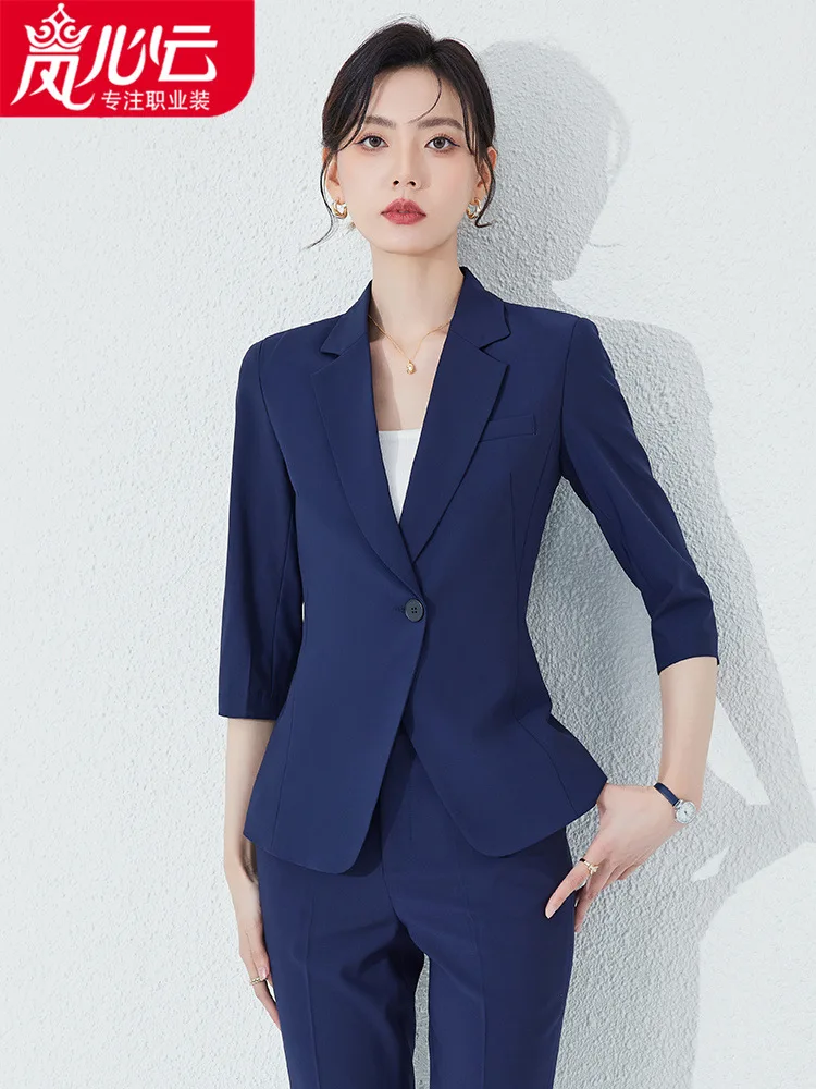 

High-Grade Business Suit Tailored Suit Formal Clothes Women's Suit Short-Sleeved Work Clothes Summer Dignified Goddess Fan High-