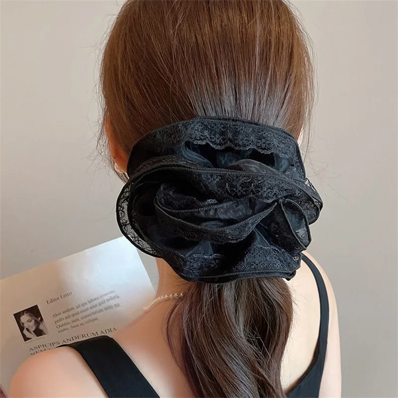 Big Vintage Lace Scrunchies Women Girls Elastic Hair Rubber Bands Accessories Tie Hair Ring Rope Headdress Headwear Ornament New