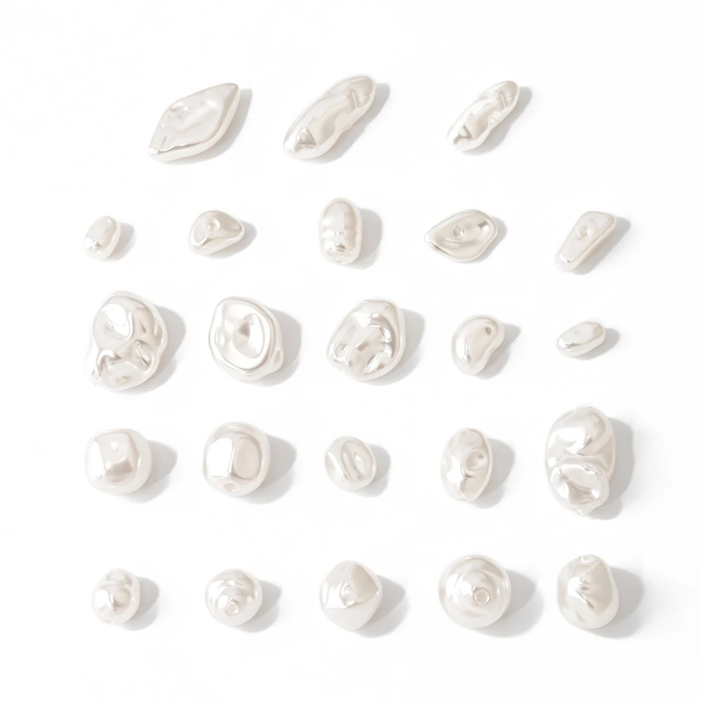 50pcs White Imitation Pearl Bead Irregular Loose Spacer Beads Pendant for Jewelry Making DIY Bracelets Necklaces Accessories