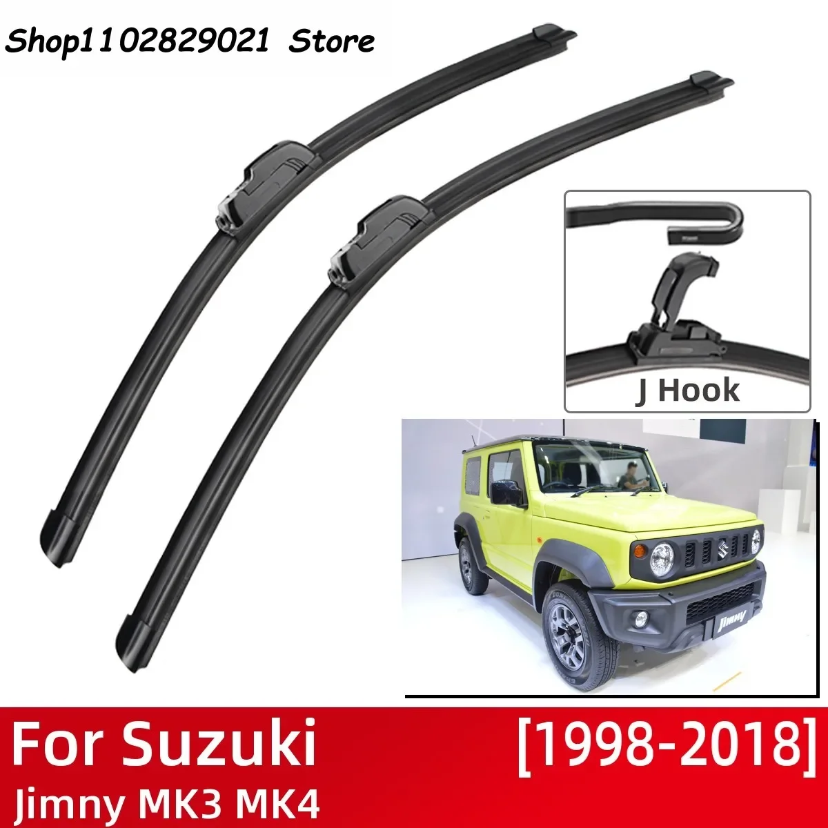 

For Suzuki Jimny MK3 MK4 1998-2018 Car Accessories Front Windscreen Wiper Blade Brushes Wipers U Type J Hook 2017 2016 2015 2014