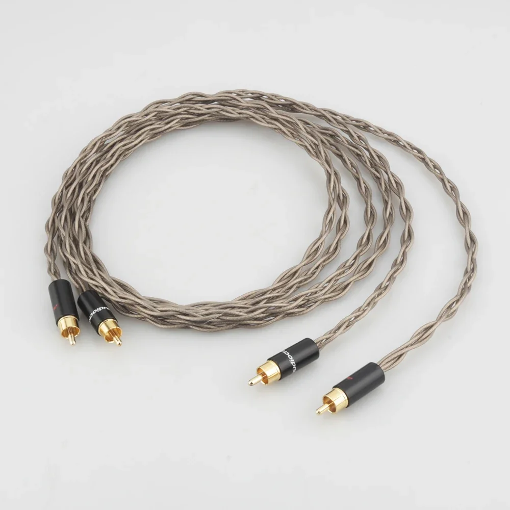 Pair Audiocrast 5N OCC Silver Plated RCA to RCA Interconnect Audio Cable Gold Plated for Enhanced Sound Quality