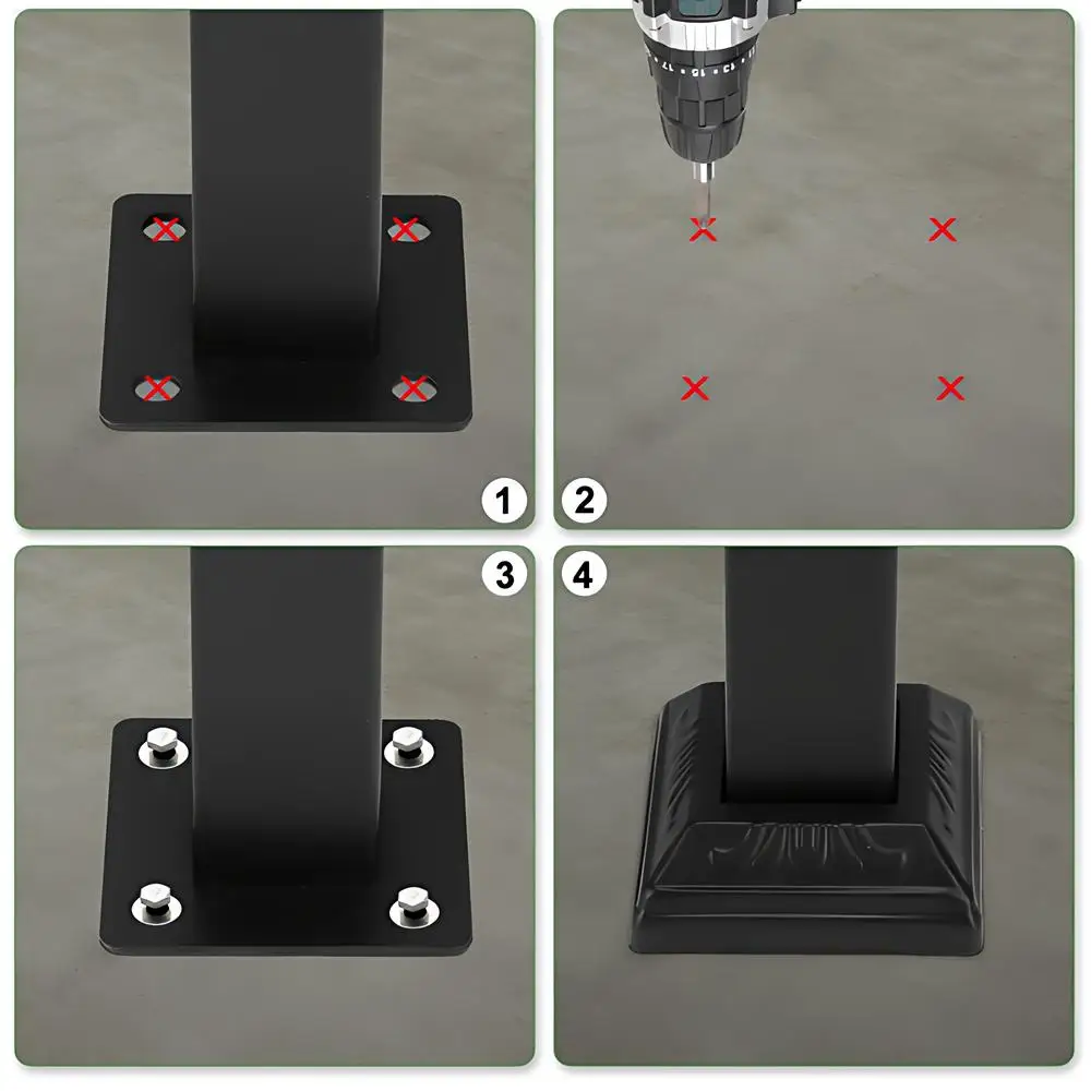 Handrails for Outdoor Steps Fit 2 or 3 Steps Porch Stair Railing Iron Transitional Single Level Handrail with Installation Kit