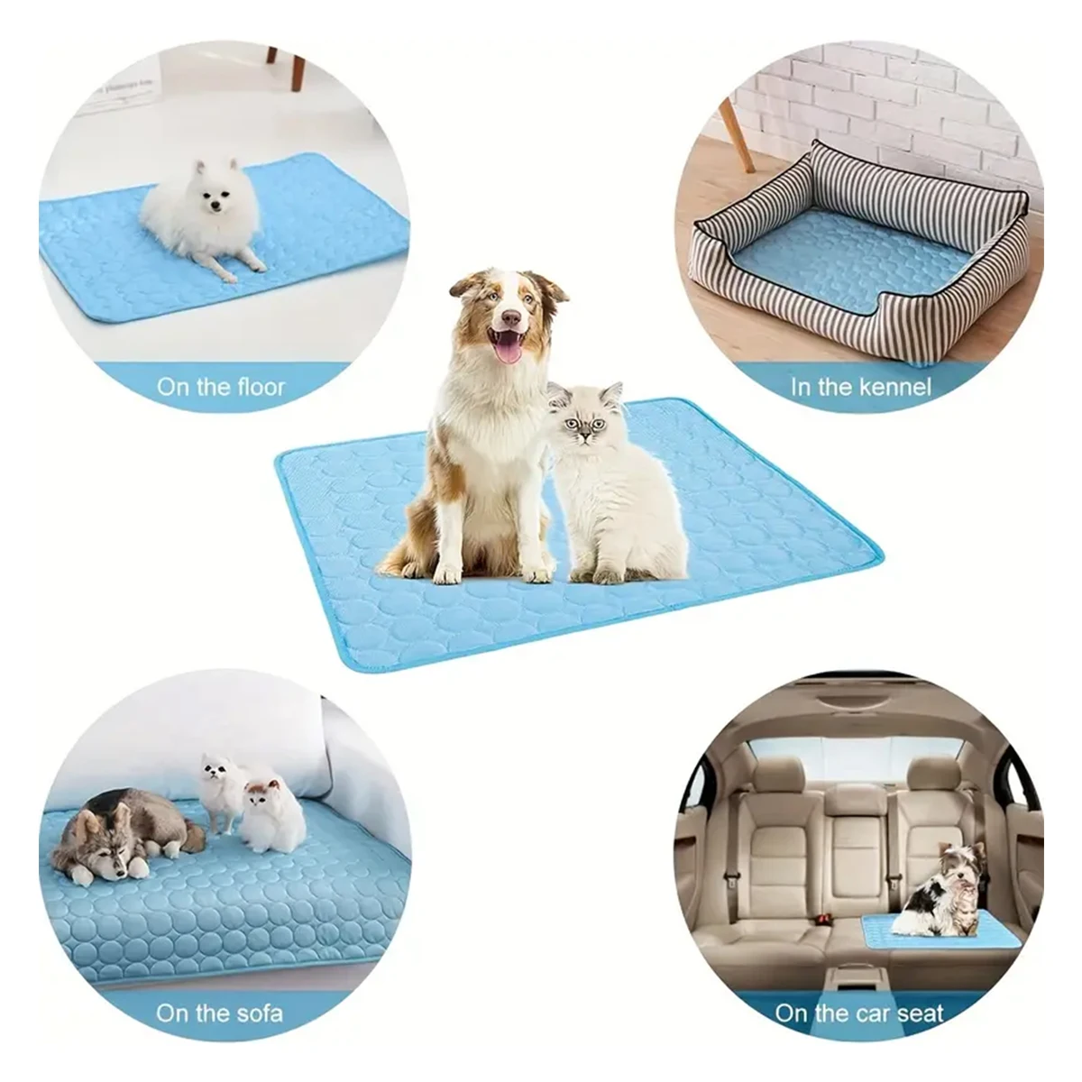 Almohadilla de refrigeración transpirable para mascotas, almohadilla de refrigeración de seda de hielo para cachorros, lavable, portátil, Ideal para gatos, perreras, cajas, perreras