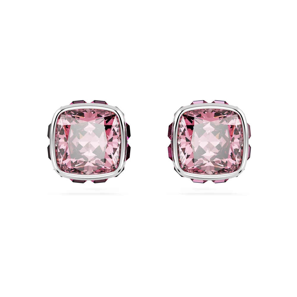 

Квадратные розово-фиолетовые кристаллические серьги-гвоздики — вневременный женственный аксессуар