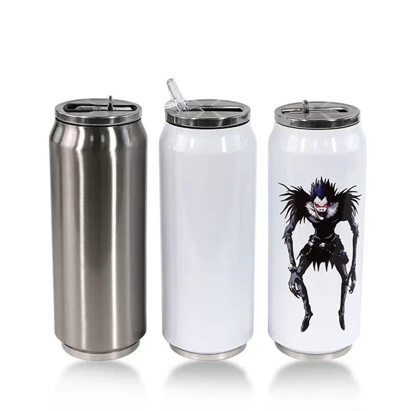 500ML DIY Sublimation Tumbler Cans Stainless Steel Thermos Bottle With Straw Coke Can Travel Car Vacuum Flasks Drink Cup