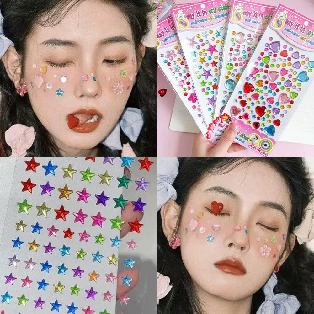 Self-Adhesive Face Rhinestones Colorful Crystal Gem Stickers for Music Festivals, Rave Party Makeup DIY Nail Art & Eyes Accents view 3