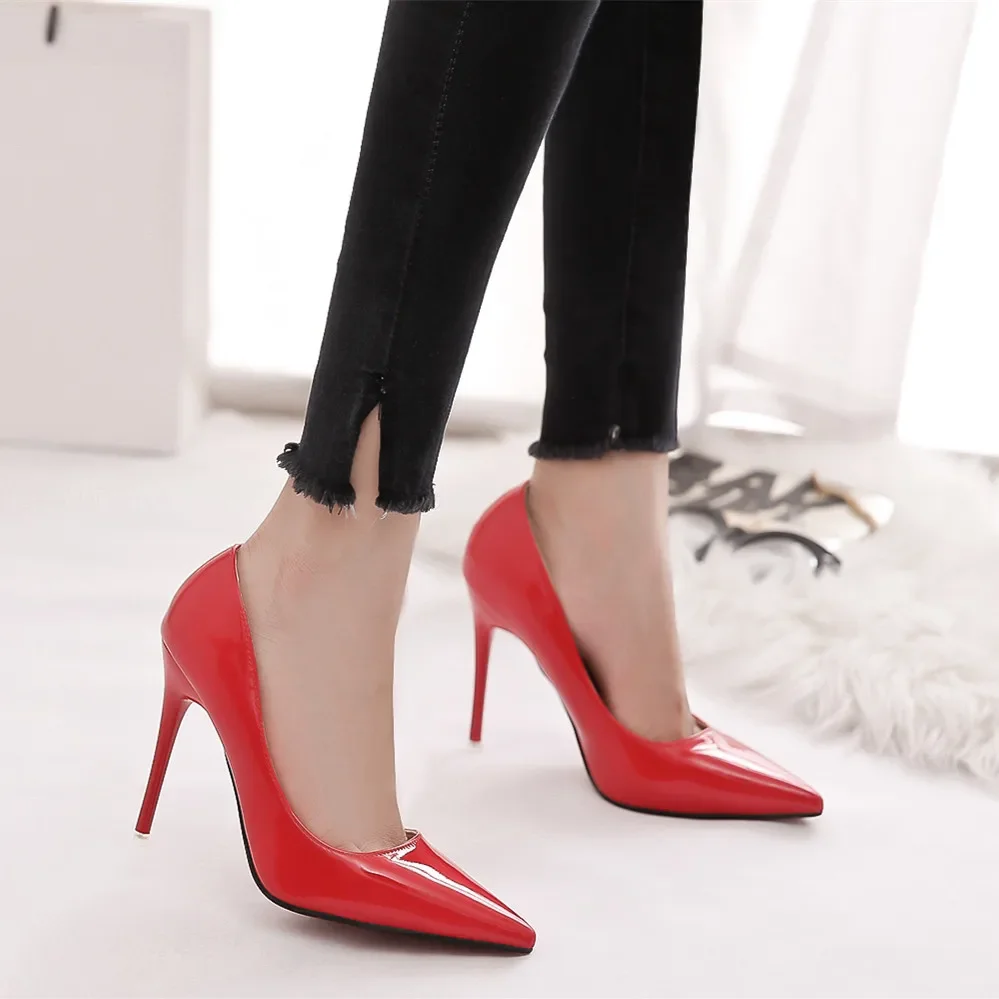 hot9 Shoes Woman High Heels Pumps 12cm Tacones Pointed Toe Stilettos Talon Femme Sexy Ladies Wedding Shoes Black Heels Big Size