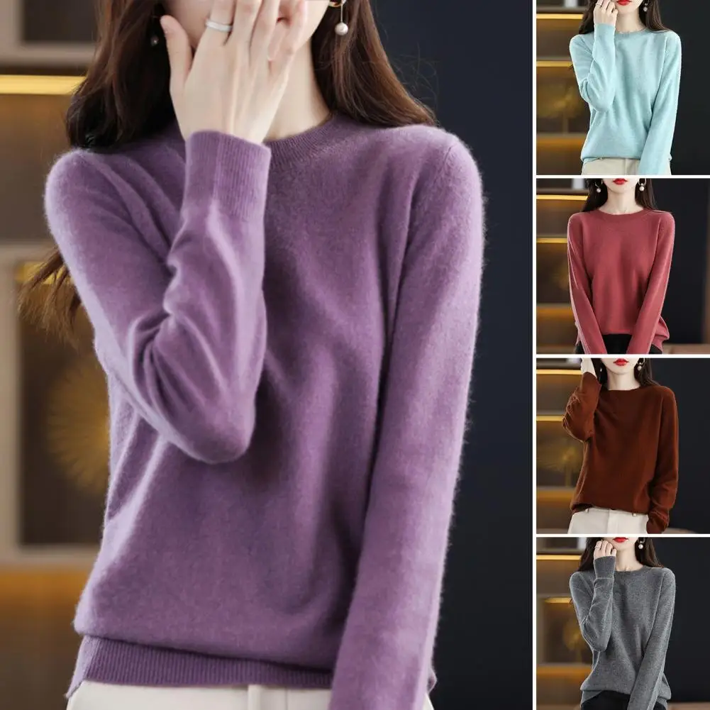 الخريف الشتاء النساء الملابس س الرقبة البلوز رداء علوي من الصوف موضة جديدة الكشمير القمم قاع كم طويل تريكو