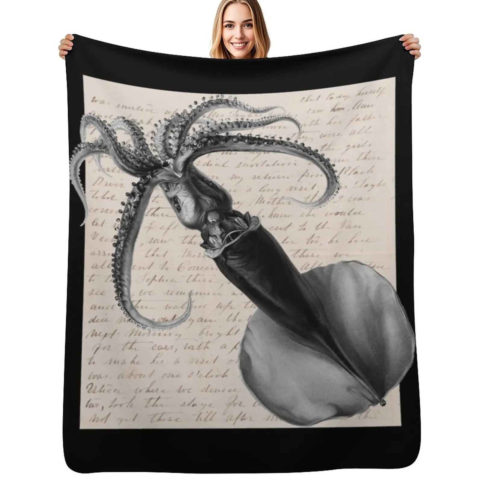 

Одеяло с изображением кальмара, движущееся термобелье на заказ для путешествий, теплые одеяла