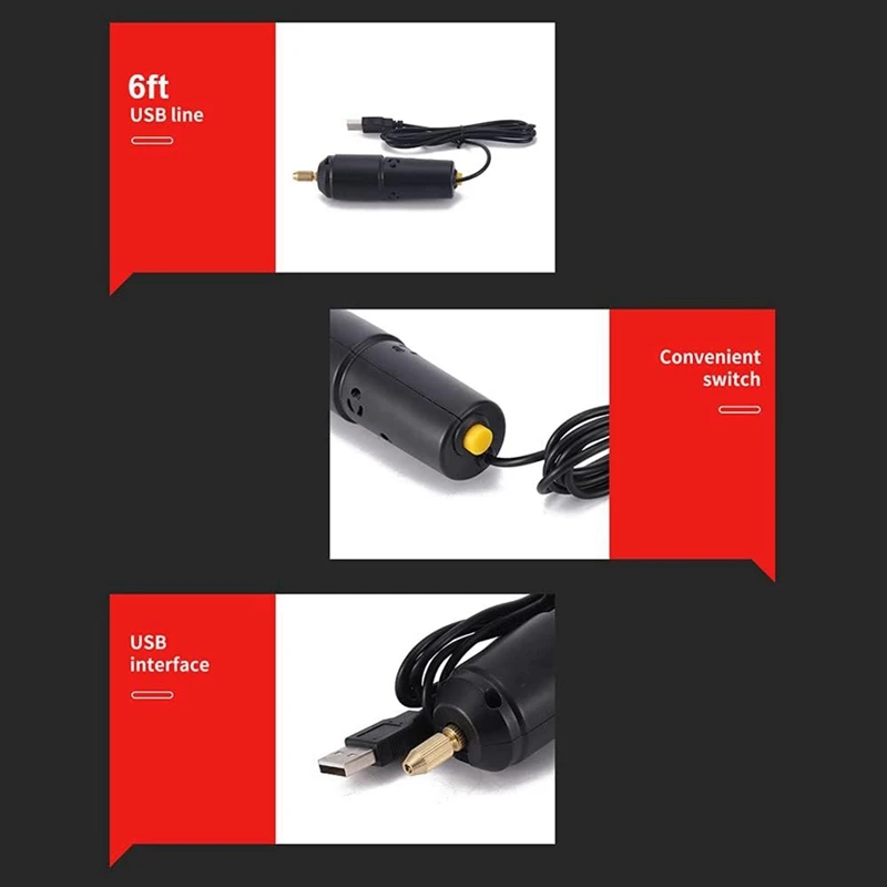 ABPQ-Mini trapano per creazione di gioielli, set di trapani elettrici USB con 10 punte da trapano da 0,8 a 1,2 mm per la perforazione di colata di resina