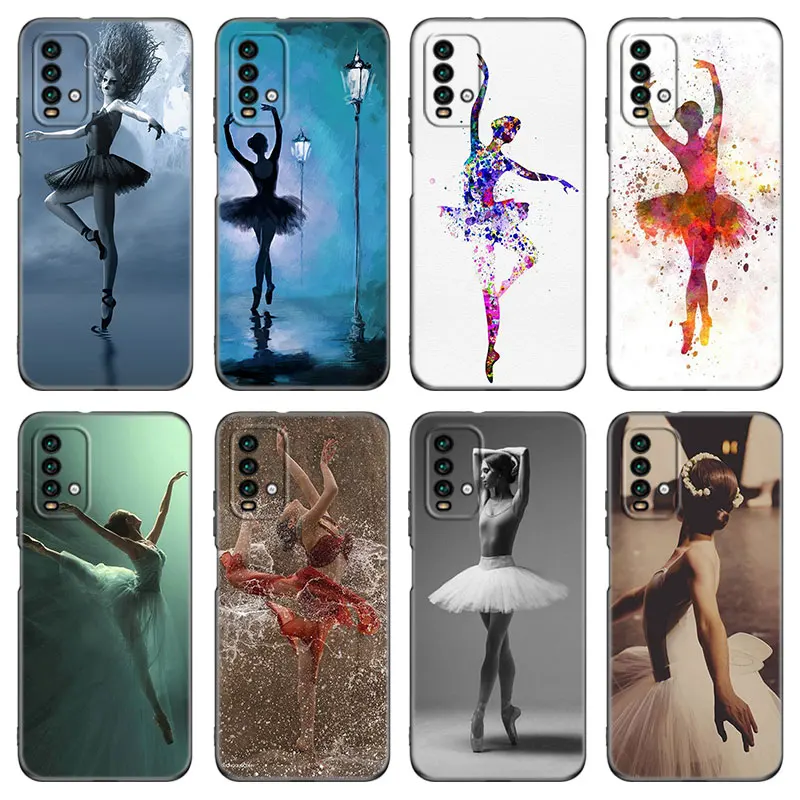 Ballet Dancer Phone Case For Xiaomi Redmi 7A 8A 9A 10A 9C 10C 9i 10X K20 Note 5 6 Pro 9T Mi A2 8 10 Lite A3 Mix 3 Black Cover