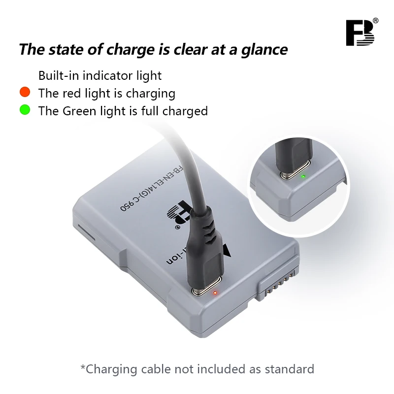 Bateria FB EN-EL14 USB-C z portem ładowania typu C do Nikon D5600 D5500 D5300 D5200 D5100 D3500 D3400 D3300 D3200 D3100 P7000