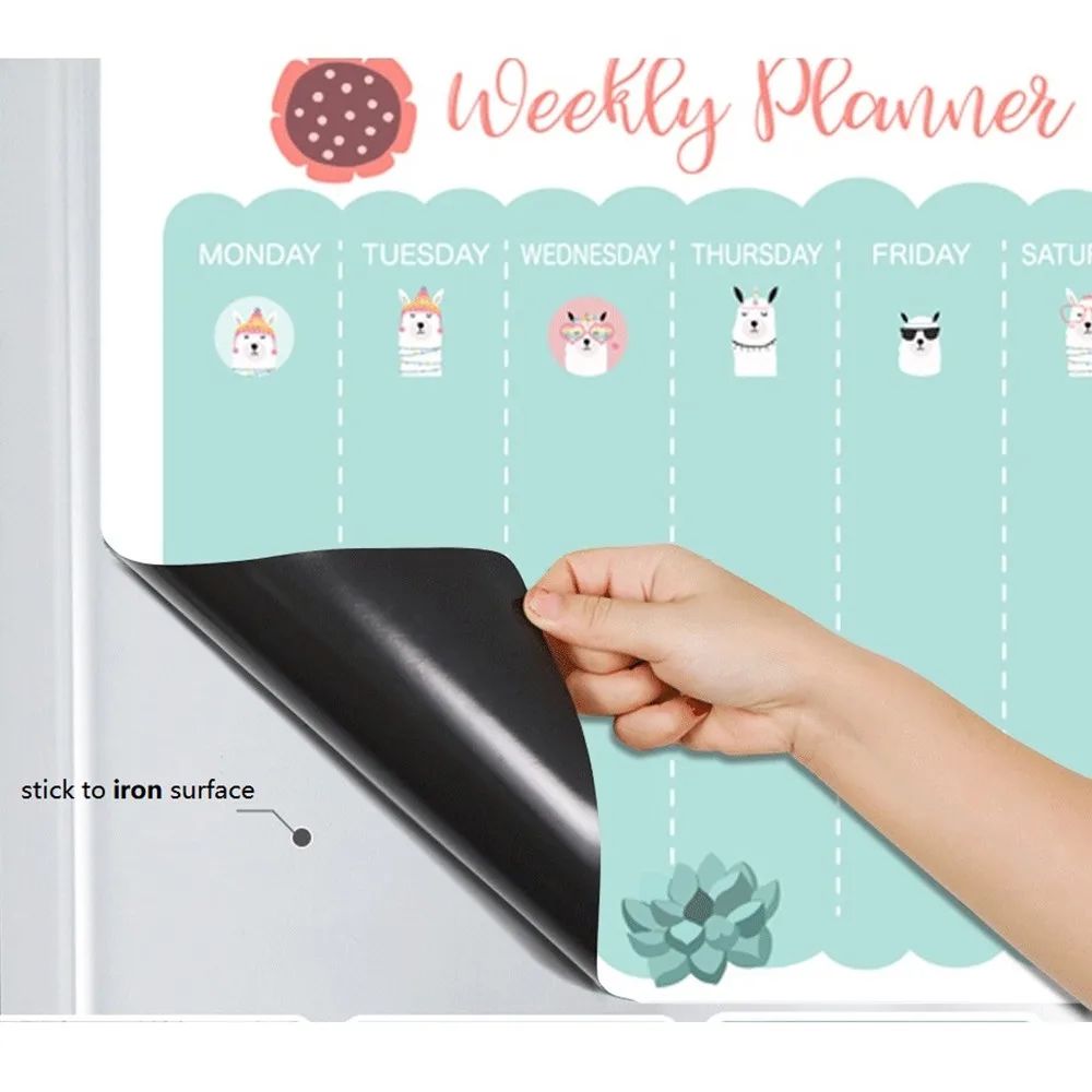 Magnetic Fridge Calendar Whiteboard, Dry Erase Blackboard, Weekly and Monthly Planner Message Board, A3 Size Magnetic Sticker