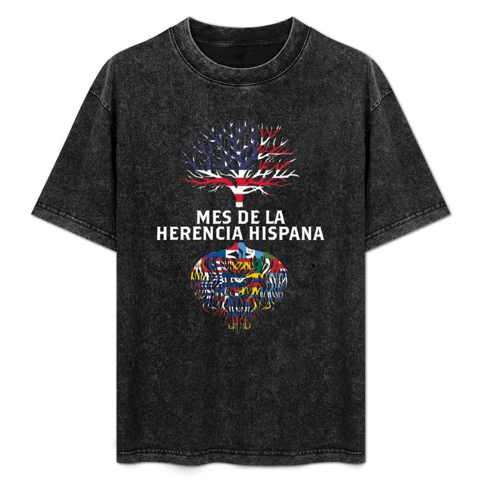 

American Flag Tree Roots Mes De La Herencia Hispana graphic T-Shirt fashion shirts gifts for boyfriend t shirts for men pack