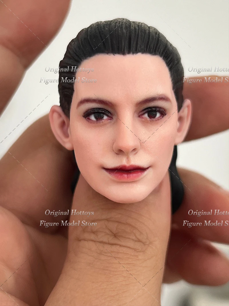 

1/6 1/12 Scale Female Soldier Head Sculpture Cat Girl Anne Hathaway Head Carving For 12'' 6'' Action Figure Model Doll Body