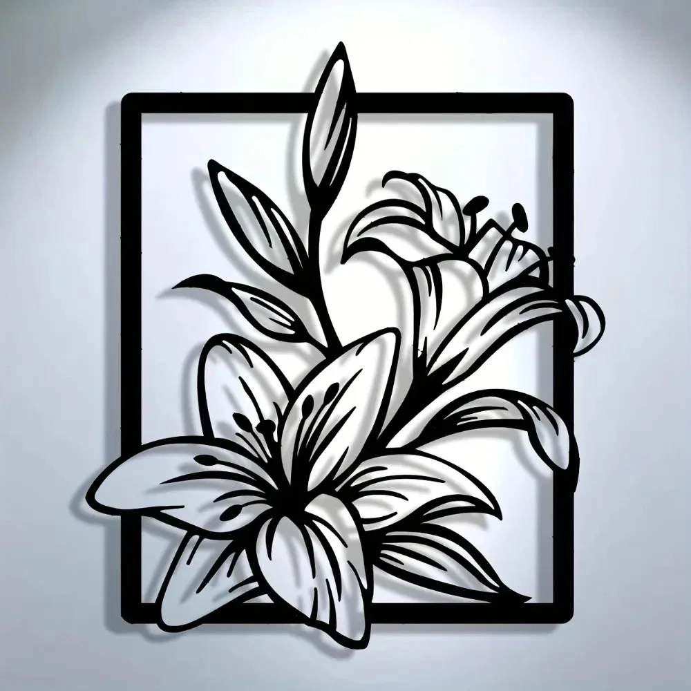 Modern Lily Aluminum Wall Art 12x16 Inch Waterproof Rustproof Metal Decor Living Room Bedroom Kitchen Home Office Gift Ornament