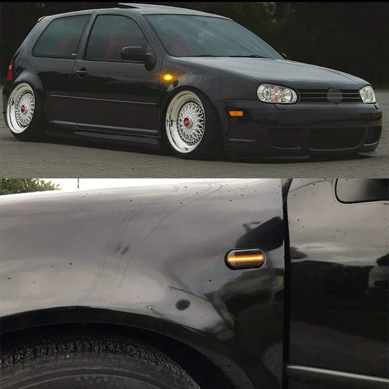 2 قطعة النمط الأوروبي المدخن عدسة العنبر LED أضواء العلامات الجانبية لفولكس واجن MK4 جولف جيتا بورا B5/B5.5 باسات أو بيتل و GTI R32