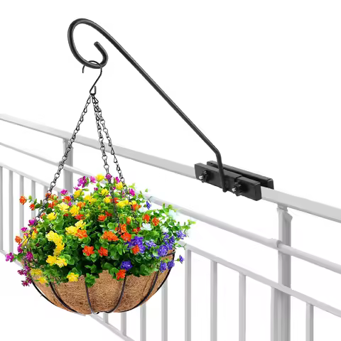 Deck Railing Plant Hanger Bird Feeder Hanger Balcony Railing Hook for Hanging Flower Baskets Wind Chimes Planters