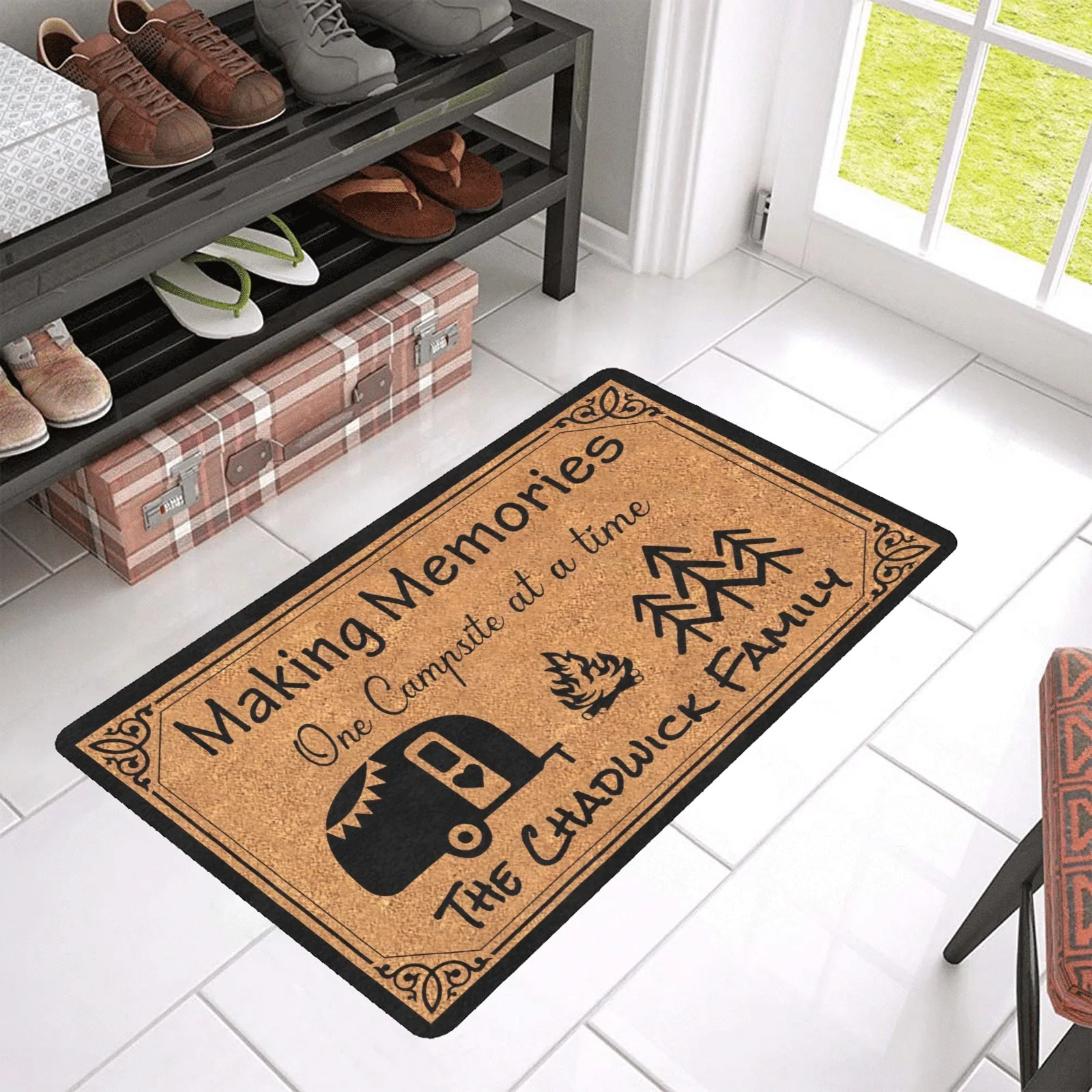 Personalized Camper Doormat with Family Name, Non Slip Door Mat, Outdoor Entrance Rug, Camping Decor, Making Memories