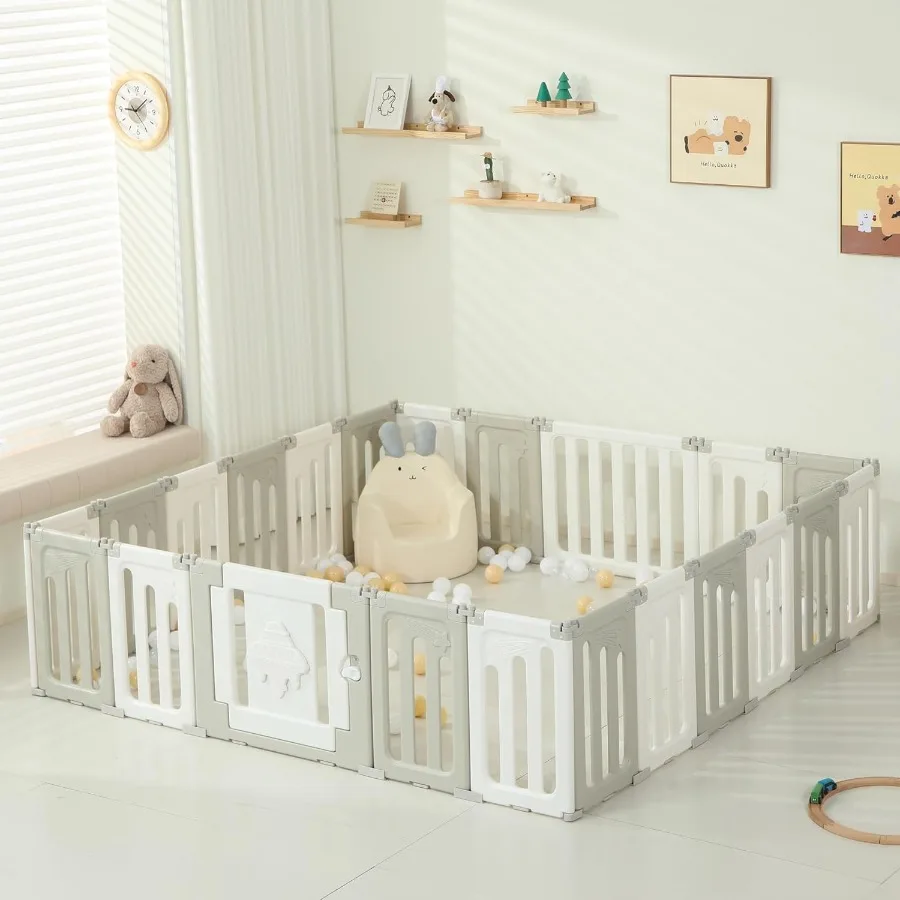 

22-панельный детский манеж, складной очень большой игровой двор для малышей и малышей, портативный детский забор с воротами для занятий с дизайном НЛО