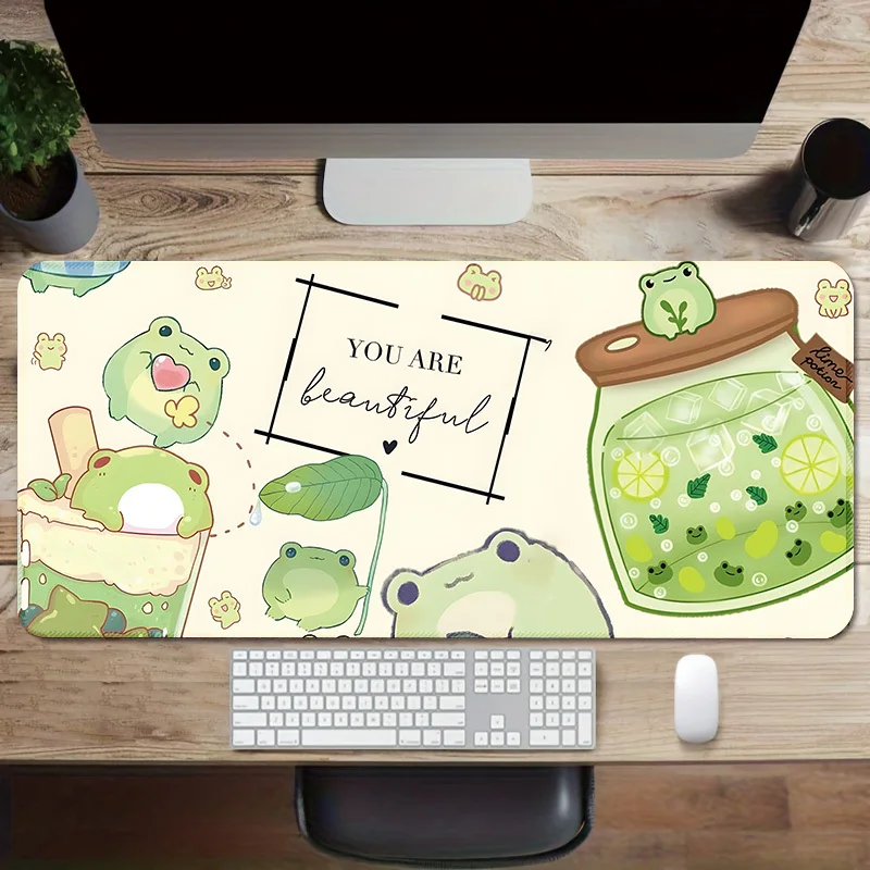 

Настольный коврик с милой мультяшной лягушкой, нескользящий резиновый коврик с прошитыми краями 40x90, коврик для мыши разных размеров для домашнего офиса, игр для друзей