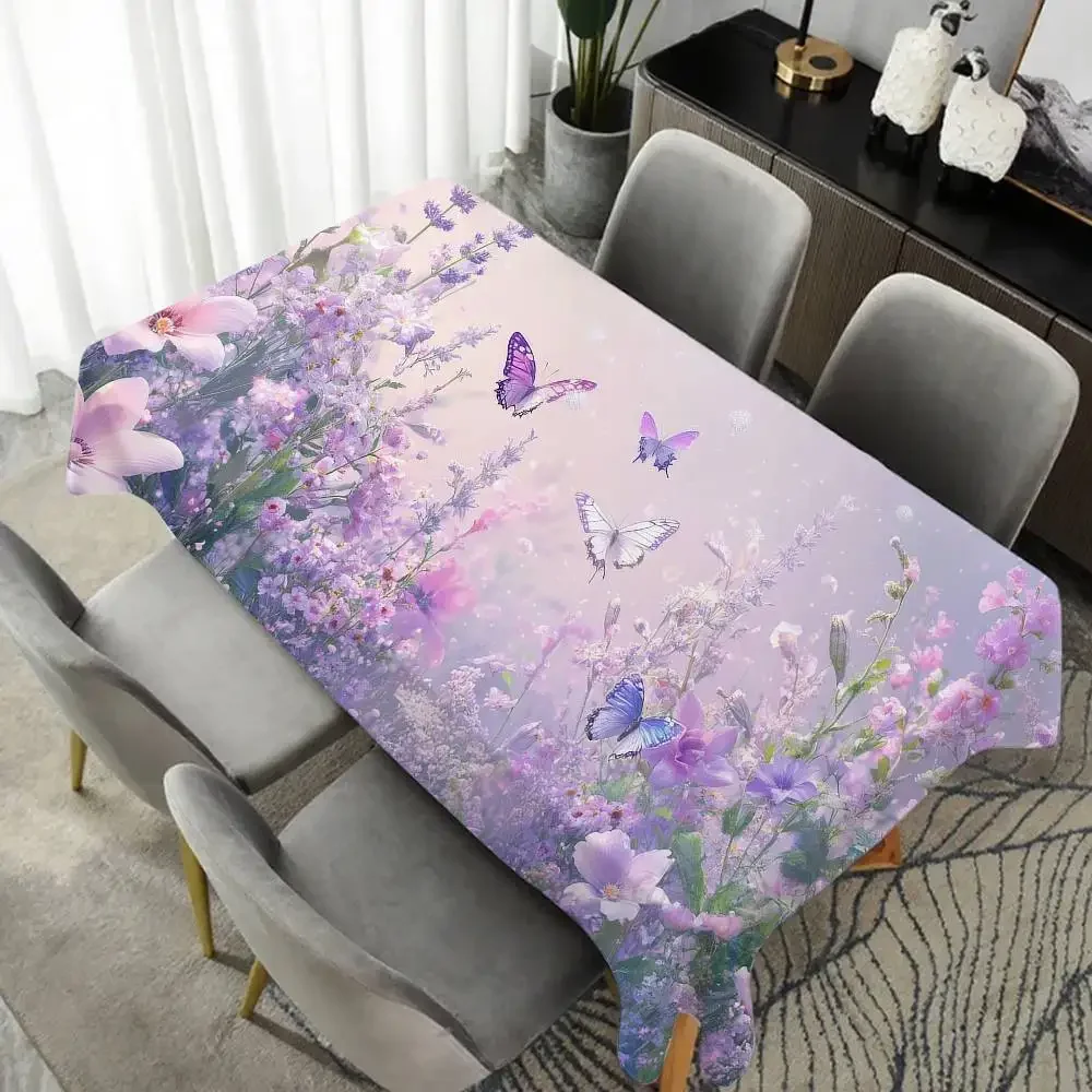 

Butterfly Floral Table Cloth Waterproof Oilproof Home Rectangular Party Table Cover Tablecloth Outdoor Picnic Mat