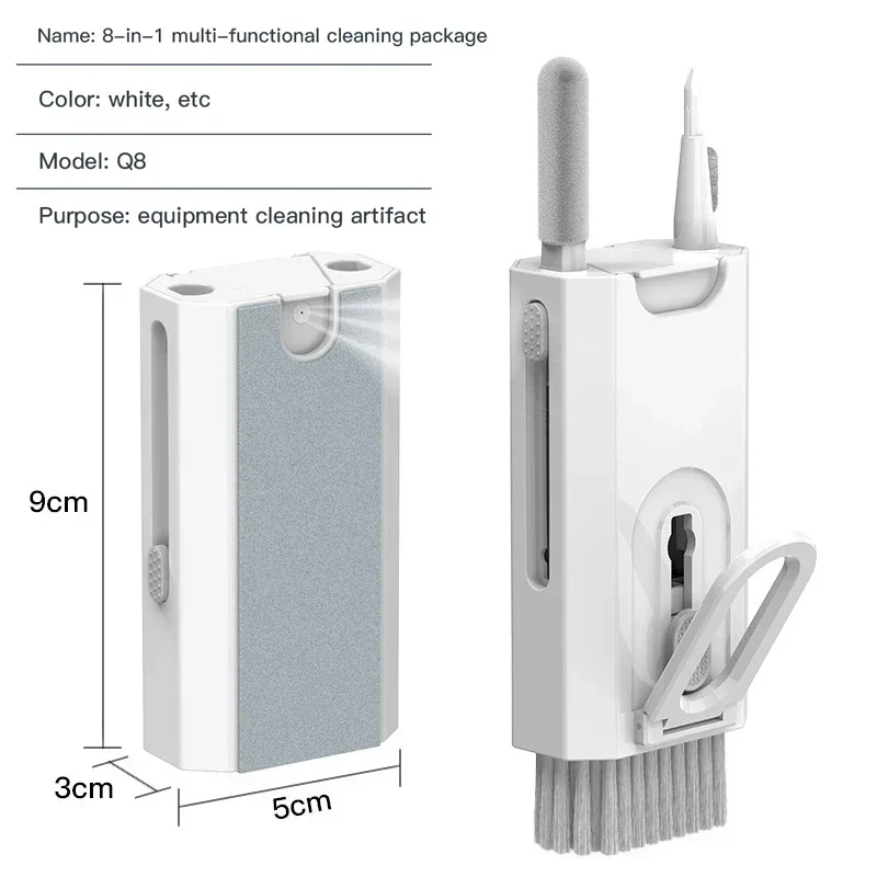 Bilgisayar klavye temizleyici fırça çok fonksiyonlu temizleme fırçası kulaklık temizleme kalem temizleyici klavye tuş çektirmesi 8-in-1 temizleme