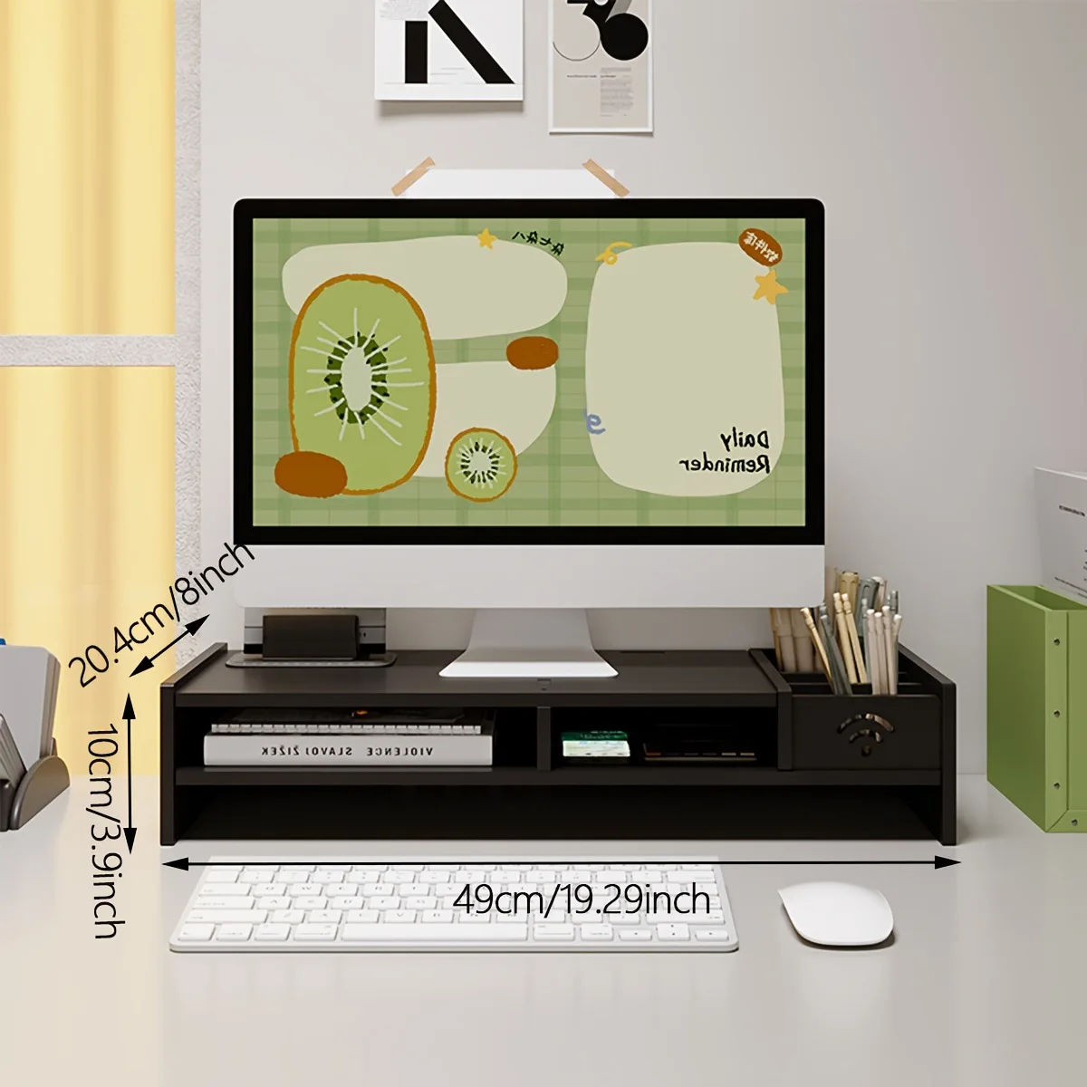Desktop stand for computer monitor screen, height-adjustable stand for office and dormitory, computer height increaser, storage rack, storage box