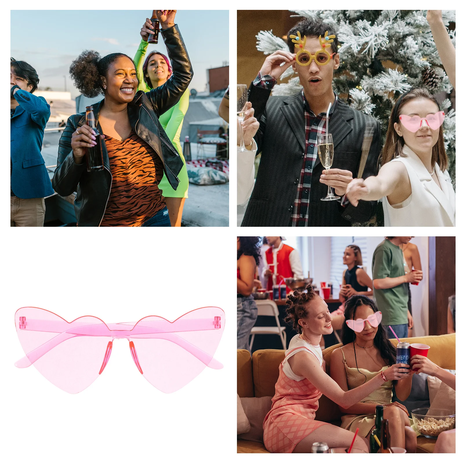 

1pc Heart Sunglasses For Women Men Glasses Trendy Beach Disco Eyeglasses Novelty Uv Protection Shades