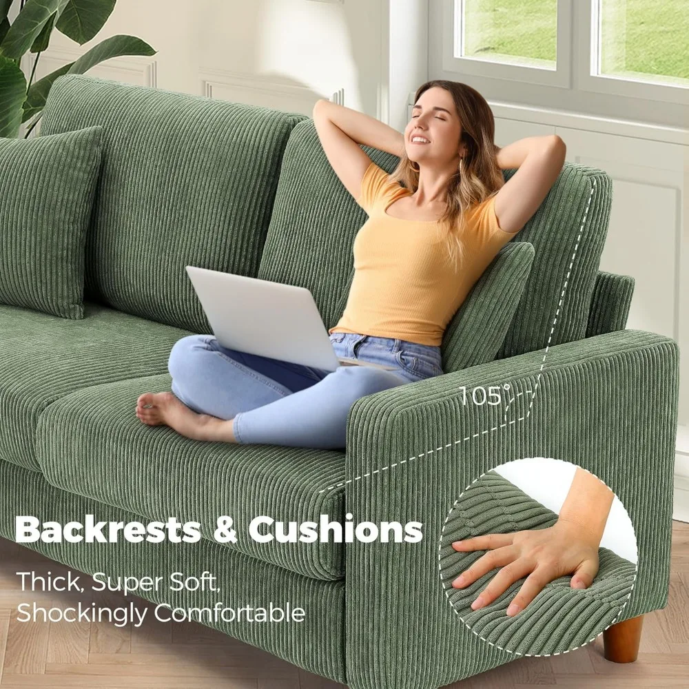 أريكة سروال قصير 70 بوصة، أرائك لغرفة المعيشة بدون مجموعة أدوات، أرائك مريحة لغرفة المعيشة مقاعد عميقة 21 بوصة، كبيرة الحجم #4