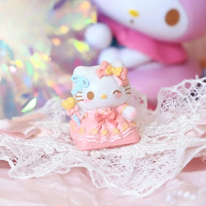 Personality Keycaps Customized Pink KT Cinnamoroll Cute Three-dimensional DIY Cartoon Kawaii Lovely Birthday Gift Send To Friend