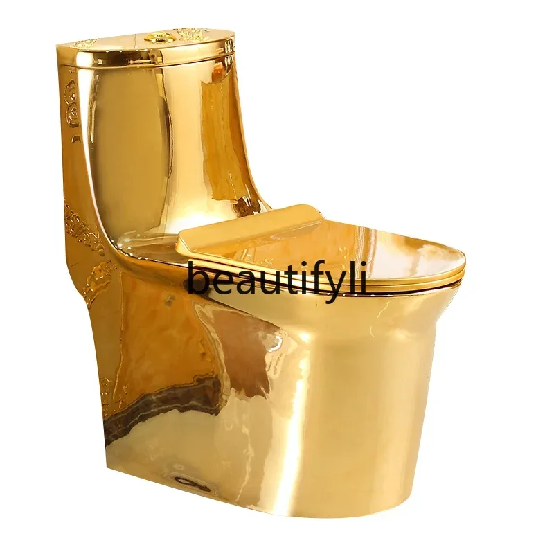 

New golden toilet home bar creative water-saving deodorant super swirl European toilet color toilet