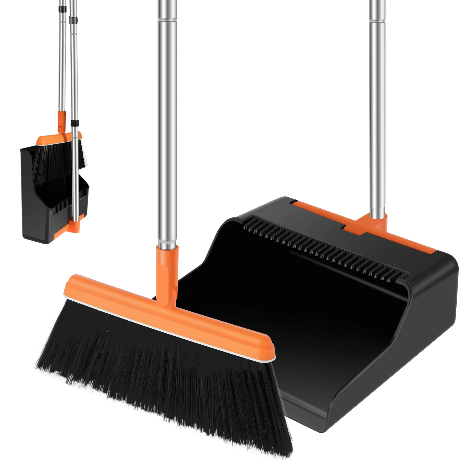 

Broom and Dustpan Set with Adjustable Long Handle Efficient Broom Dustpan Combo with Comb Teeth Portable Sweeper and Dustpan Set