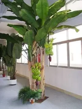 TQH6.24 Large Simulation Big Leaf Plantain Tree Bionic Green Plant Indoor Landscaping Plant False Tree Ornament